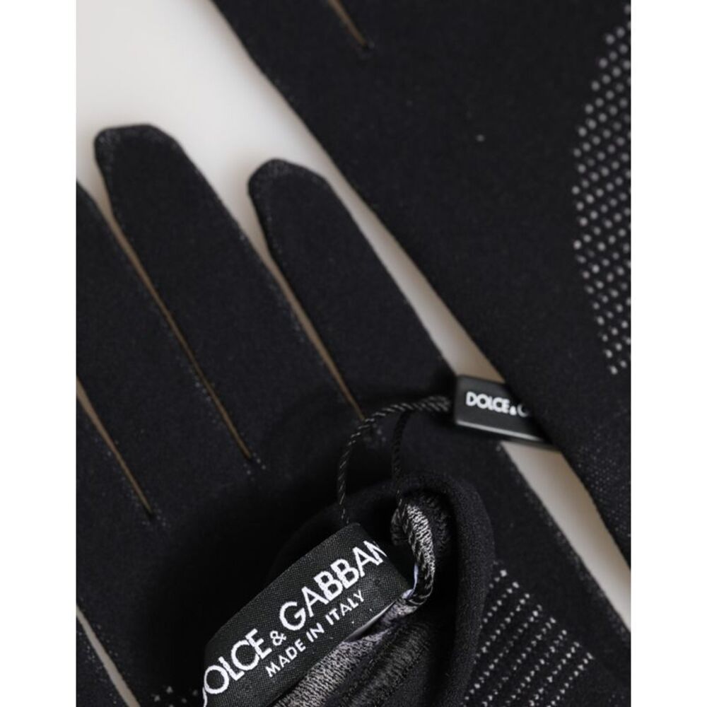 Dolce & Gabbana Black DG Logo Cotton Hands Mitten Men Men's Gloves